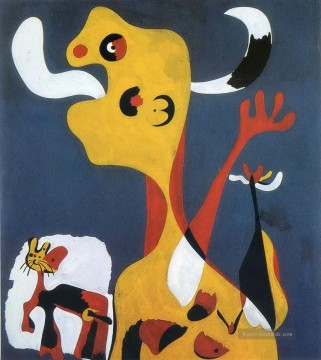  Front Kunst - Frau und Hund vor dem Mond Joan Miró